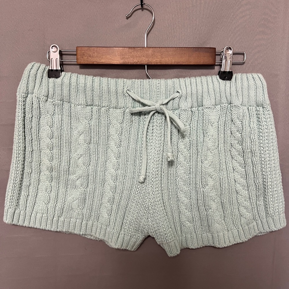 Forever 21 X Pantone Knit Shorts Women's Medium Mint Green Aqua Cable Knit - Picture 3 of 8